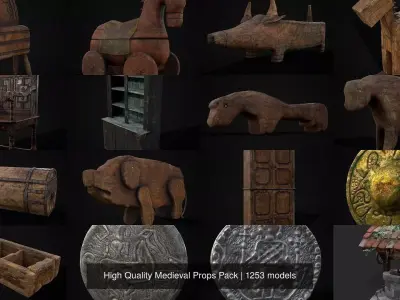 High Quality Medieval Props Pack 3D Model Collection