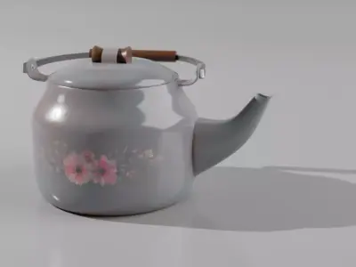 kettle tea pot with flowers Free 3D model