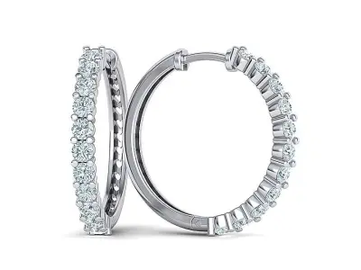 Diamond Hoop Earrings 3dmodel printable 3D print model