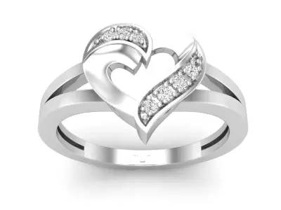 AV 682 Diamond Ladies Promise Heart Ring 3D print model