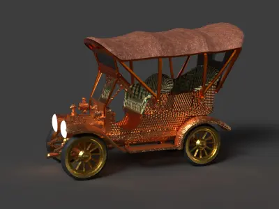 Chinese vintage car   Low-poly 3D model
