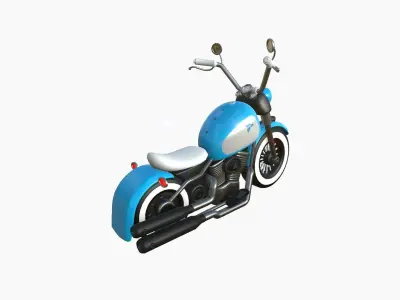 Motorcycle Cartoon A16 Blue White - Custom Vehicle Design Low-poly 3D model