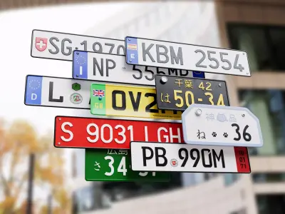 EU UK Switzerland Japanese Spain Italian Number Plate Low-poly 3D model