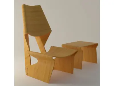 polywood blending Chair  Low-poly 3D model