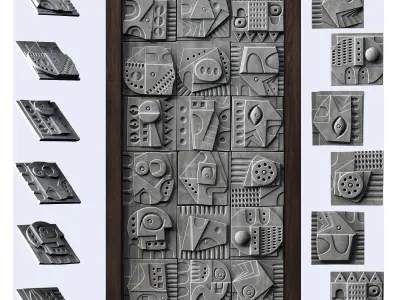 Panel decorative cube  square n3 3D model