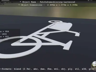 Road Marking Cargo Bike - Fahrbahnmarkierung Lastenrad Free 3D model