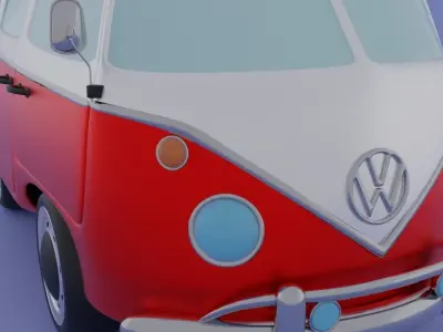 VW T1 3d cartoon model Low-poly 3D model