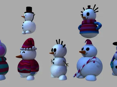 Snowman Merry Christmas Low-poly 3D model