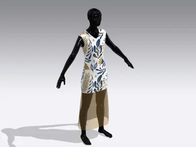 Female Cloth Dress Low-poly 3D model