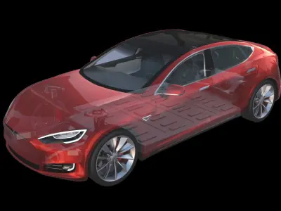 Full Tesla 2020 Vehicle Lineup with interiors and chassis 3D model