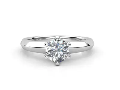 aj-01 engagement ring with round cut diamond 3D print model