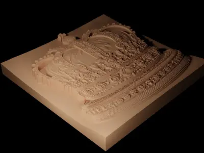 Royal Crown Sandcasting Bas High Relief CNC 3D print model
