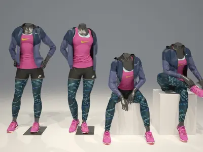 Woman mannequin Nike pack 3 3D model