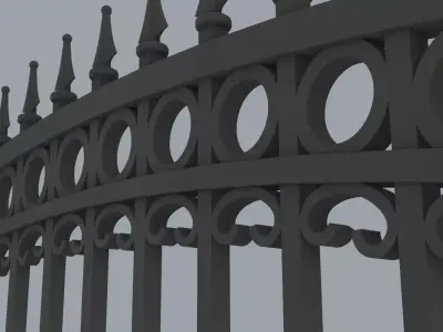 Royal Luxury Iron Fence Gate Low-poly 3D model