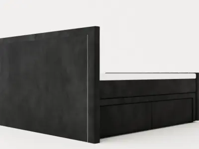 Franco Bed Package 180x200 Co Storage Black Artificial Leather Low-poly 3D model