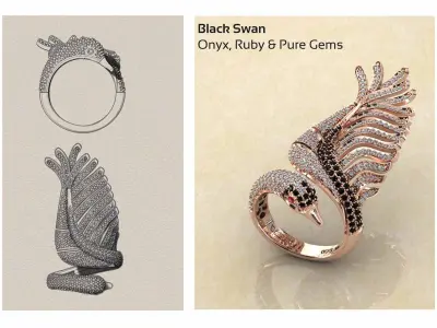 swan ring 3D print model