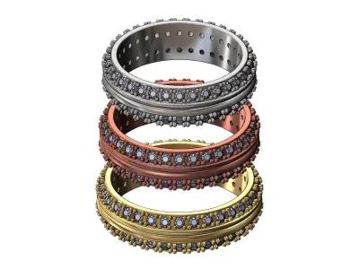 Diamond sides split band US sizes 7 8 9 3D print model