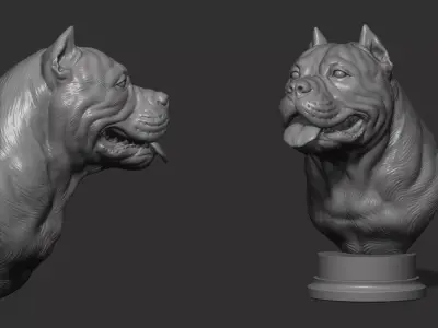 American bully head version 1 3D print model