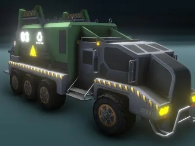 A Futuristic Goods Carrying Truck Low-poly 3D model