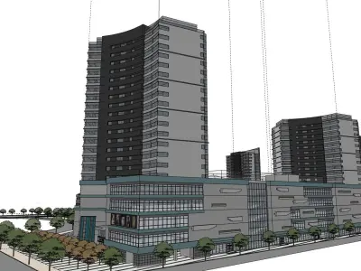 curve building mall 3D model
