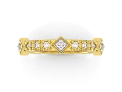 D-1803 gold diamond band ring 3D print model