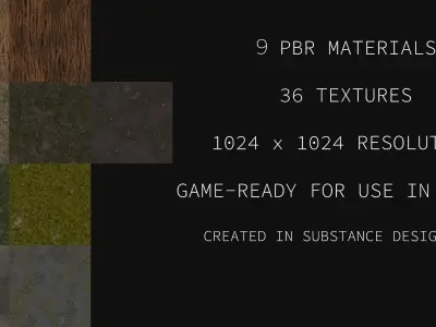 9 Seamless UE4 PBR Materials - Unreal Engine Forest Pack Texture
