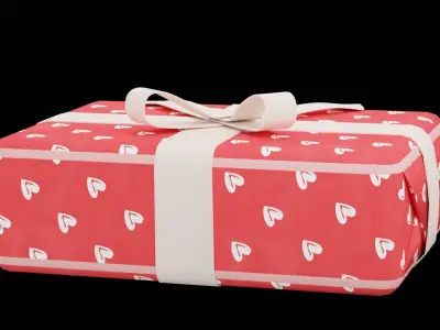 Gift Box With Hearts Wrap Low-poly 3D model