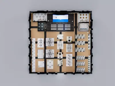 exhibition hall with booths 60mx60m 3D model