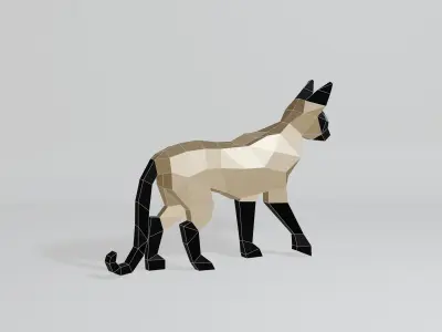 Polygonal Siamese Cat Low-poly 3D model