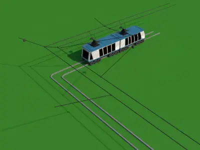 Trams train Low-poly 3D model