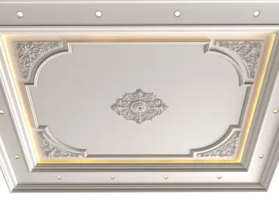 Ceiling coffered with lighting in a classic style 3D model
