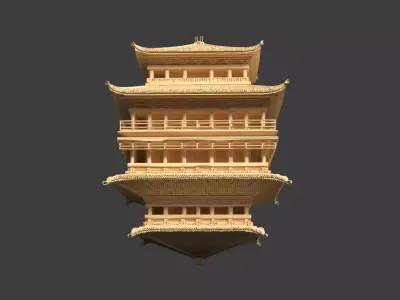 Chinese bamboo house lantern  Low-poly 3D model