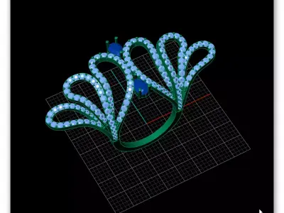 pear and round high jewelry ring 3D print model