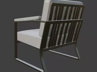 Modern White Leather Armchair 3D Model 3D model