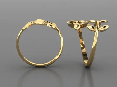 Olive Leaf Ring 16 -  3D print model