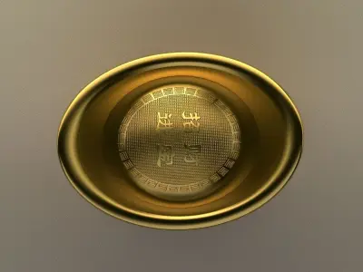 Chinese gold ingot 3D model