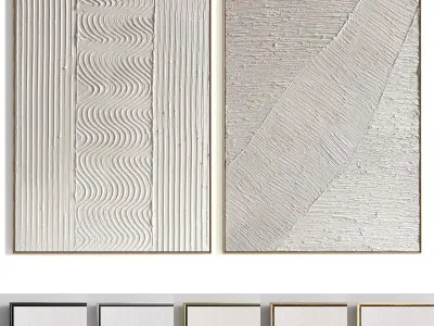 Plaster Two Photo Frame 217 Low-poly 3D model