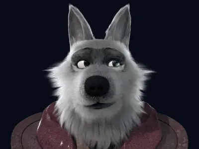 Cartoon Old Wolf Rigged 3D model
