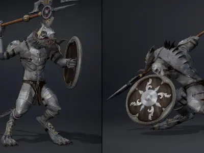 Ghost Spearman Arm1 Brutal Low-poly 3D model