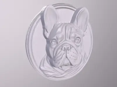 French Bull Dog 4 basrelief for 3D printing 3D print model