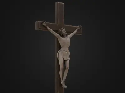 Old Dirty Crucifix Jesus in Cross Low-poly 3D model