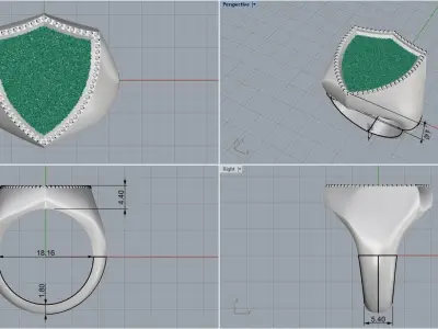 shield man  signet ring model 584 3D print model