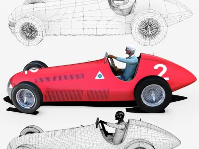 Alfa Romeo Alfetta 158 Low-poly 3D model