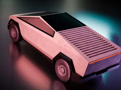 Tesla Low Poly Cybertruck Materialized Model Low-poly 3D model