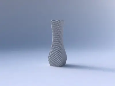 Vase larger opening rectangle with bent extruded lines 2 3D print model