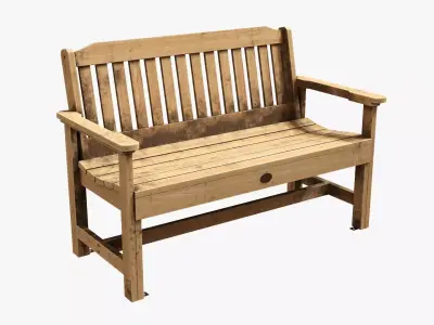 Wood Garden Outdoor Bench dirty 3D model