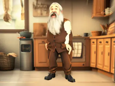 Friendly Grandpa Character model pack Low-poly 3D model