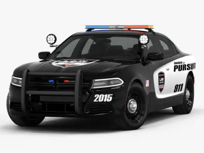 Dodge Charger Pursuit 2015 detailed interior 3D model