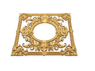 Plaster decorative frame ornament 02 3D model
