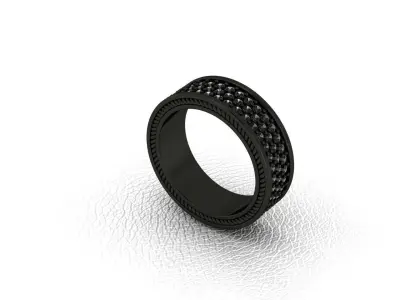 Ring with 3 rows of stone 3D print model